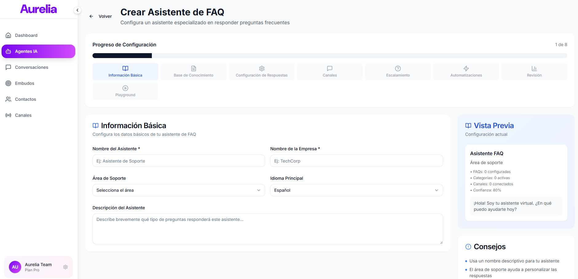 Configuración de Agentes IA